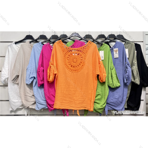 Women's short sleeve oversize tunic (S/M ONE SIZE) ITALIAN FASHION IMPSH2323004