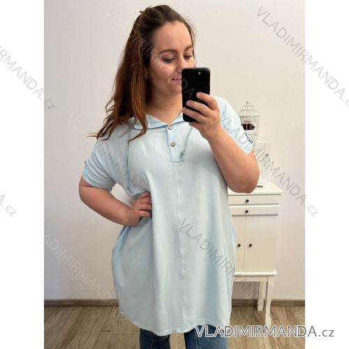 Shirt extended 3/4 long sleeve women's (L/XL/2XL ONE SIZE) ITALIAN FASHION IM423025 2XL/3XL Light blue