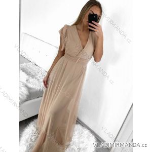 Šaty dlhé spoločenské krátky rukáv dámske (S/M ONE SIZE) TALIANSKA MODA IMM23M24081/DU