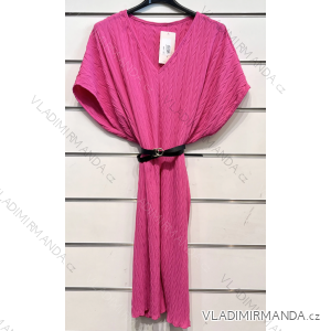 Šaty s opaskom krátky rukáv dámske (S/M ONE SIZE) TALIANSKA MÓDA IMPSH2310525