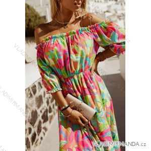 Šaty dlouhé letní carmen dámské (S/M/L ONE SIZE) ITALSKÁ MÓDA IMD23278