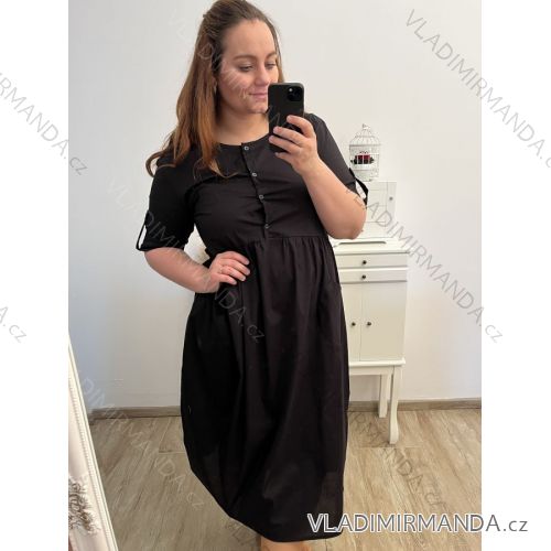 Šaty košilové krátký rukáv dámské nadrozměr (XL/2XL/3XL ONE SIZE) ITALSKá MóDA IM42383013/DU růžová